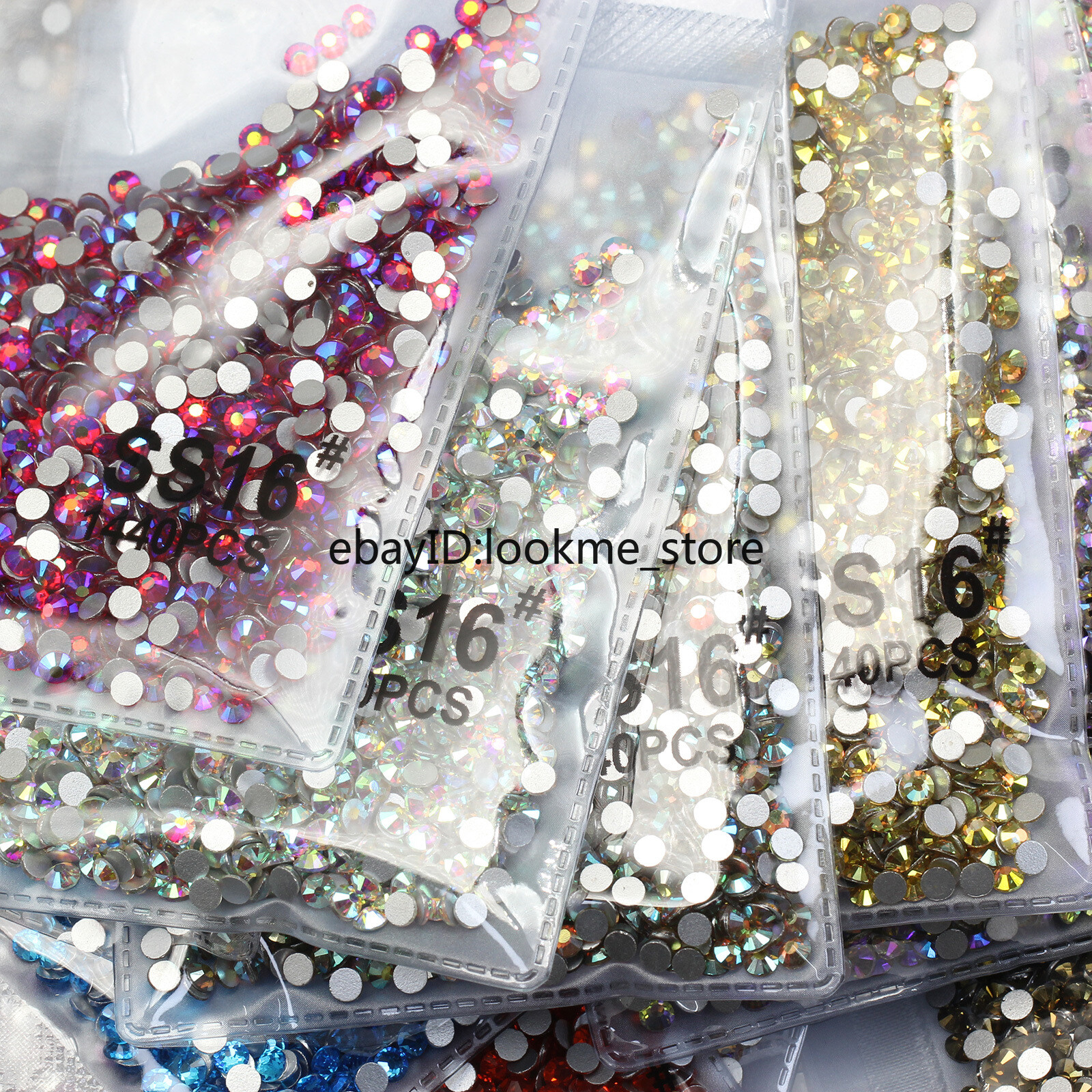 1440pcs 4mm (ss16) Crystal Glass Rhinestones Flatback Gems Nail Art Crafts Decor