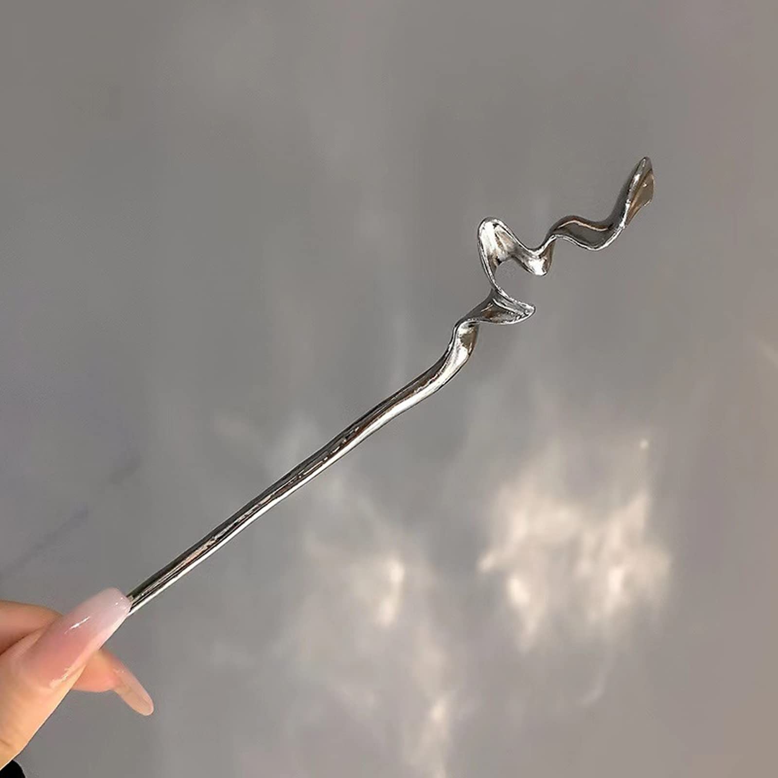 2Pcs Irregular Lines Hair Chopsticks, Chinese Sticks Silver, Black