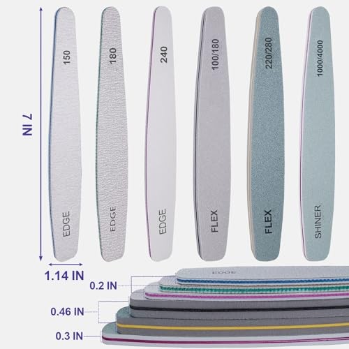 Nail File and Buffer Set, 6 Pcs Professional Nail File Kit for Acrylic and