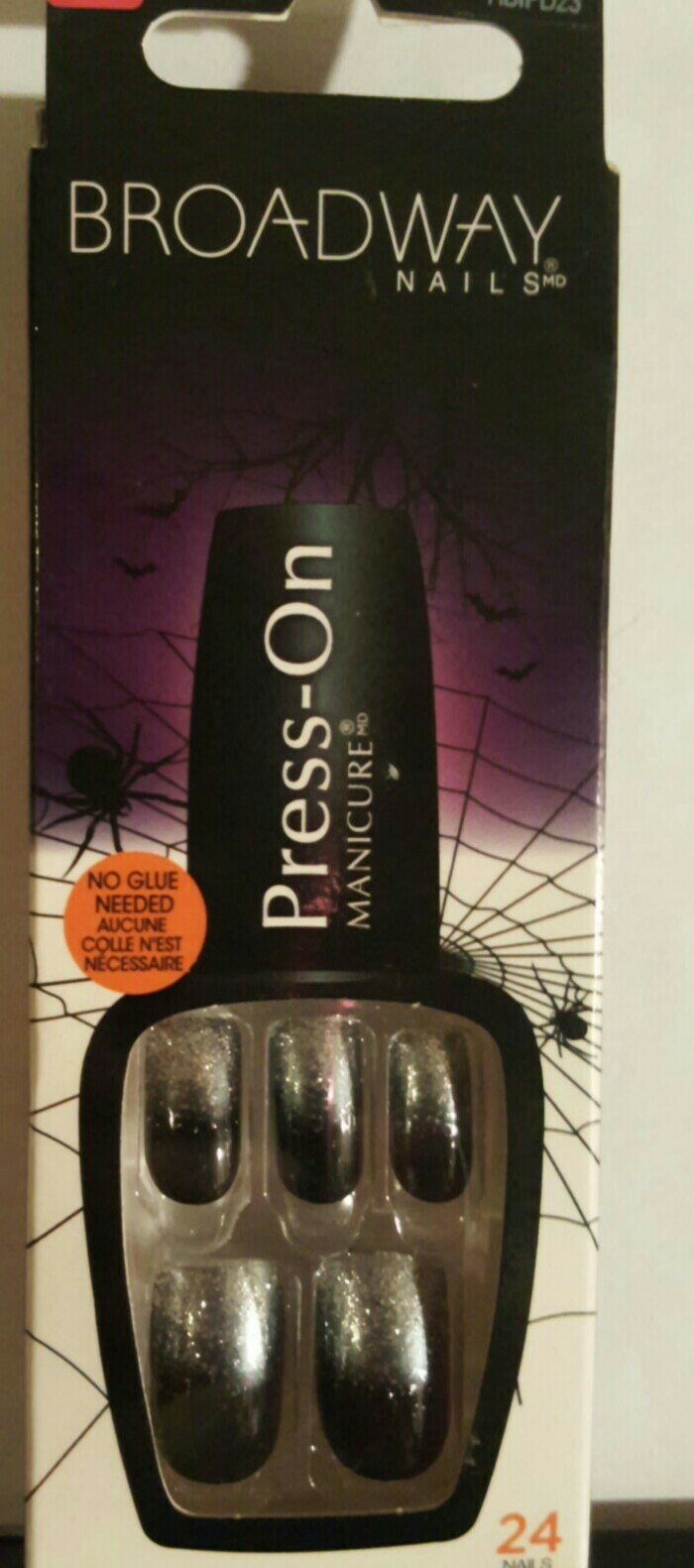 Broadway Nails Press On Manicure Halloween Black Glitter Ghostly 63931 By KISS
