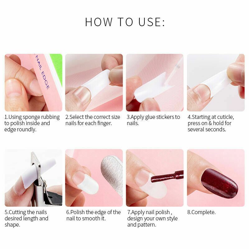 500Pcs/Box Artificial Nails French False Half Nail Art Tips Acrylic UV Gel Tools