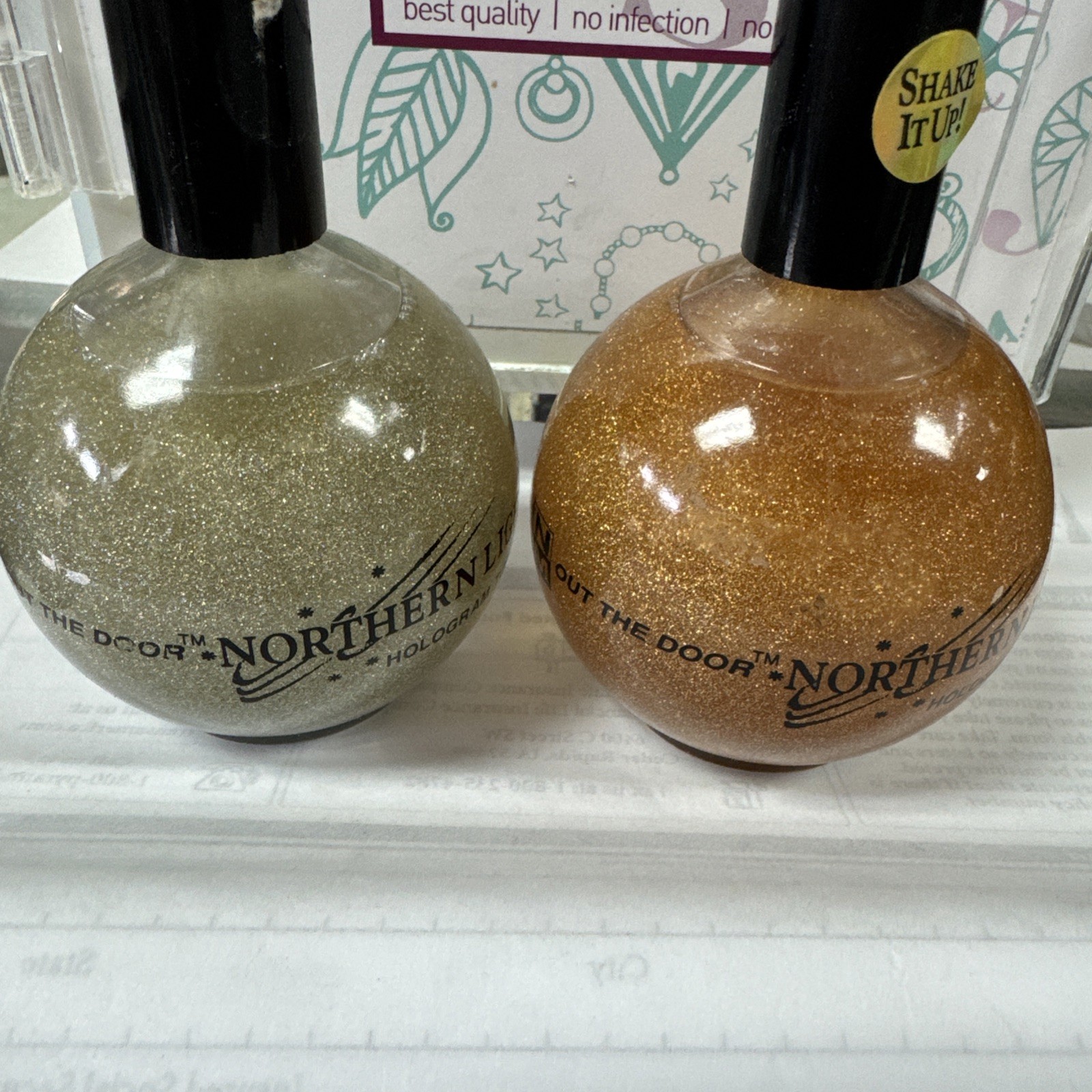 INM Northern Lights Hologram Top Coat DUO – Silver Gold Duo set 4 ounces each