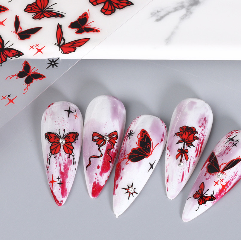 Nail Art Decoration Rose Flower Butterfly Nail Decal Self Adhesive stickers NS53