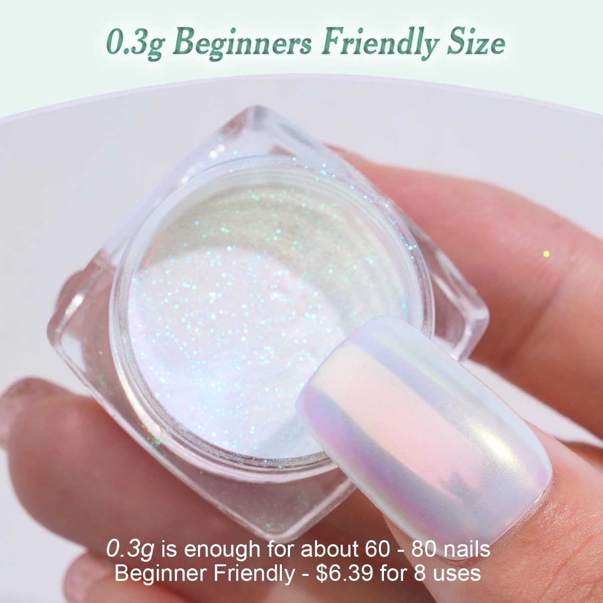 Pretty Diva 0.3g Mermaid Unicorn Chrome Nail Powder, Aurora Iridescent Chrome…