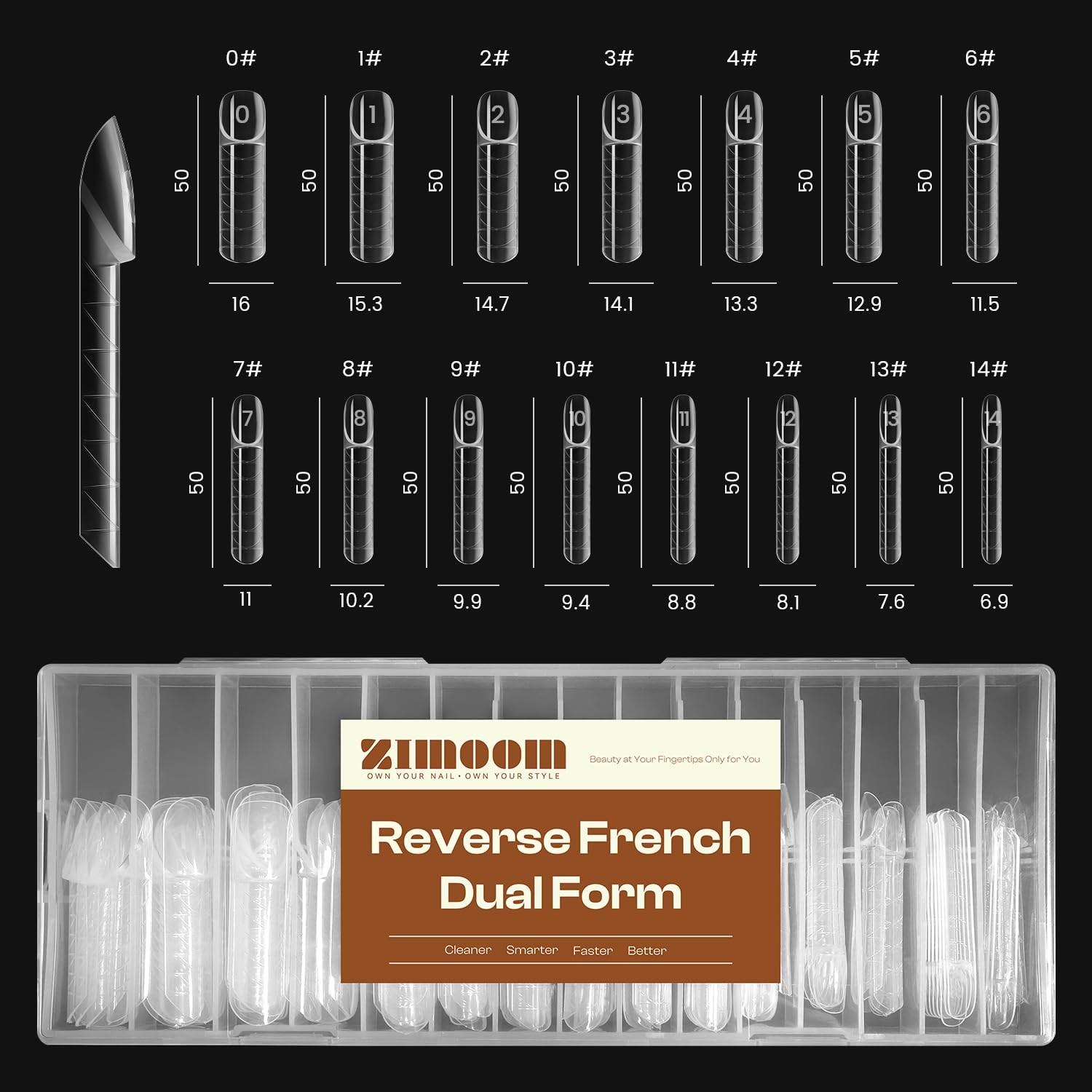 ImMaster French Dual Form,150pcs 3D Reverse Gel Nail Extensions Kit Magic Cap…