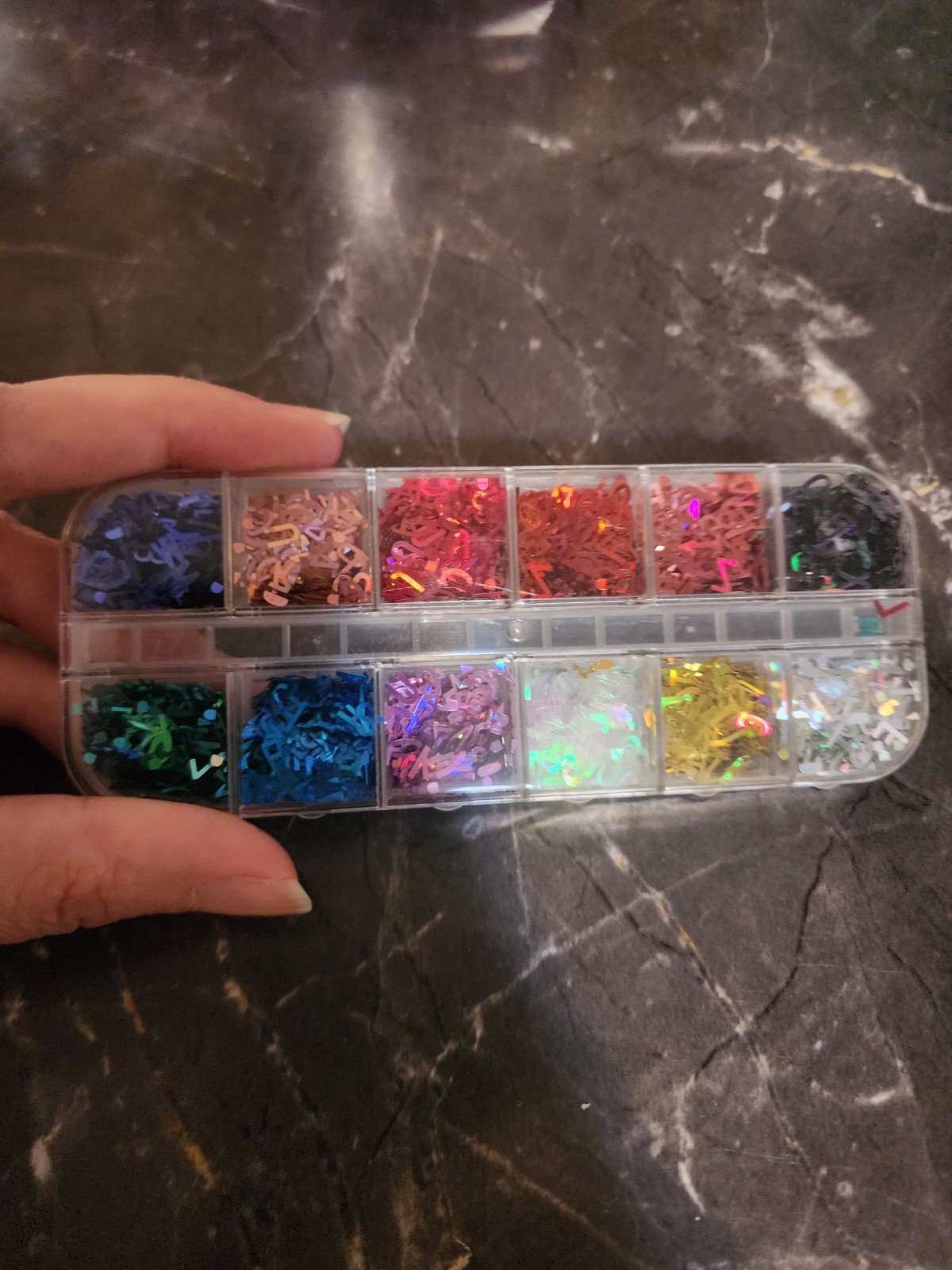 Multicolor Holographic Mixed Embellishments Set Assorted Shapes for Nail Art