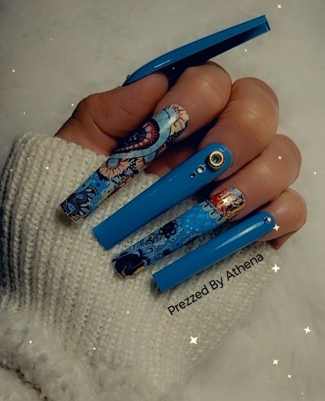 Luxury Handmade Press-On Nails I Reusable I Make Baby Blues I Square Shape l 3XL