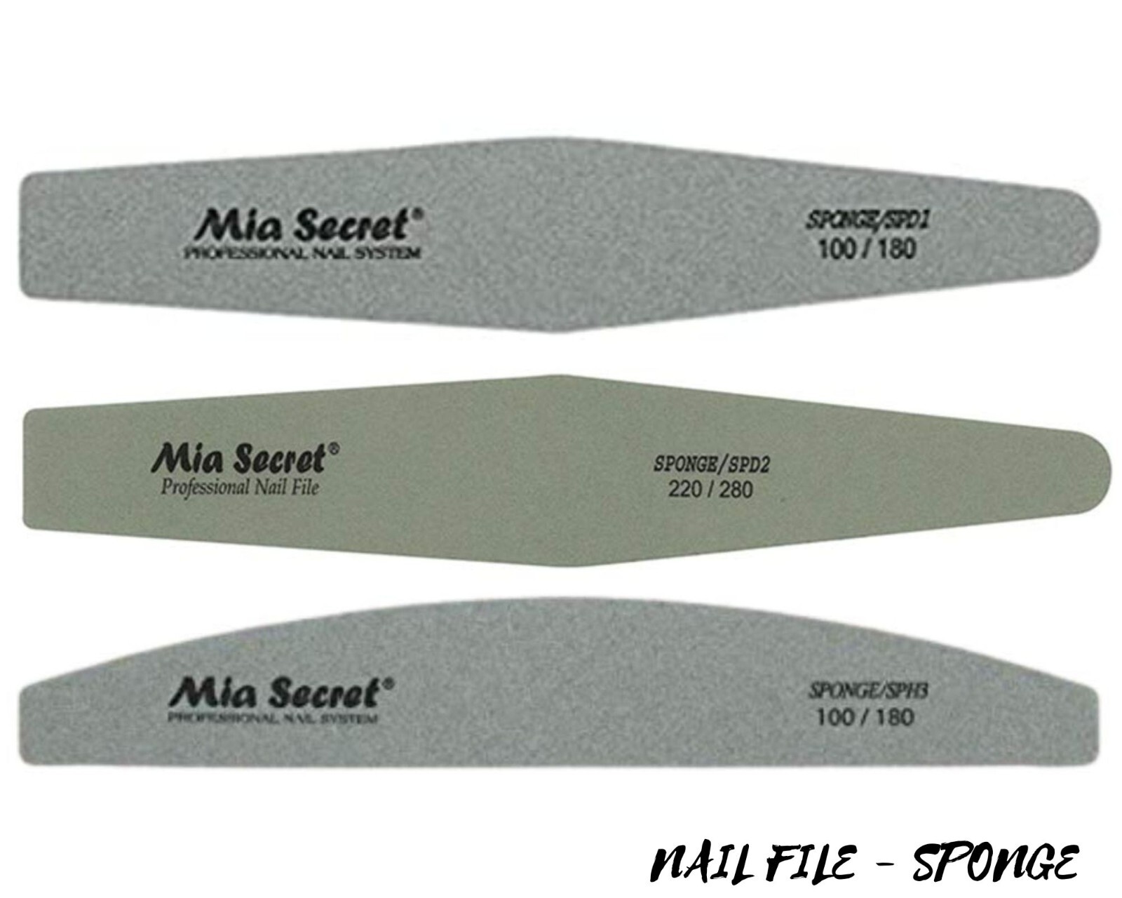 Mia Secret Nail File – SPONGE HALF MOON 100/180 & DIAMOND 100/180-220/180 3pcs