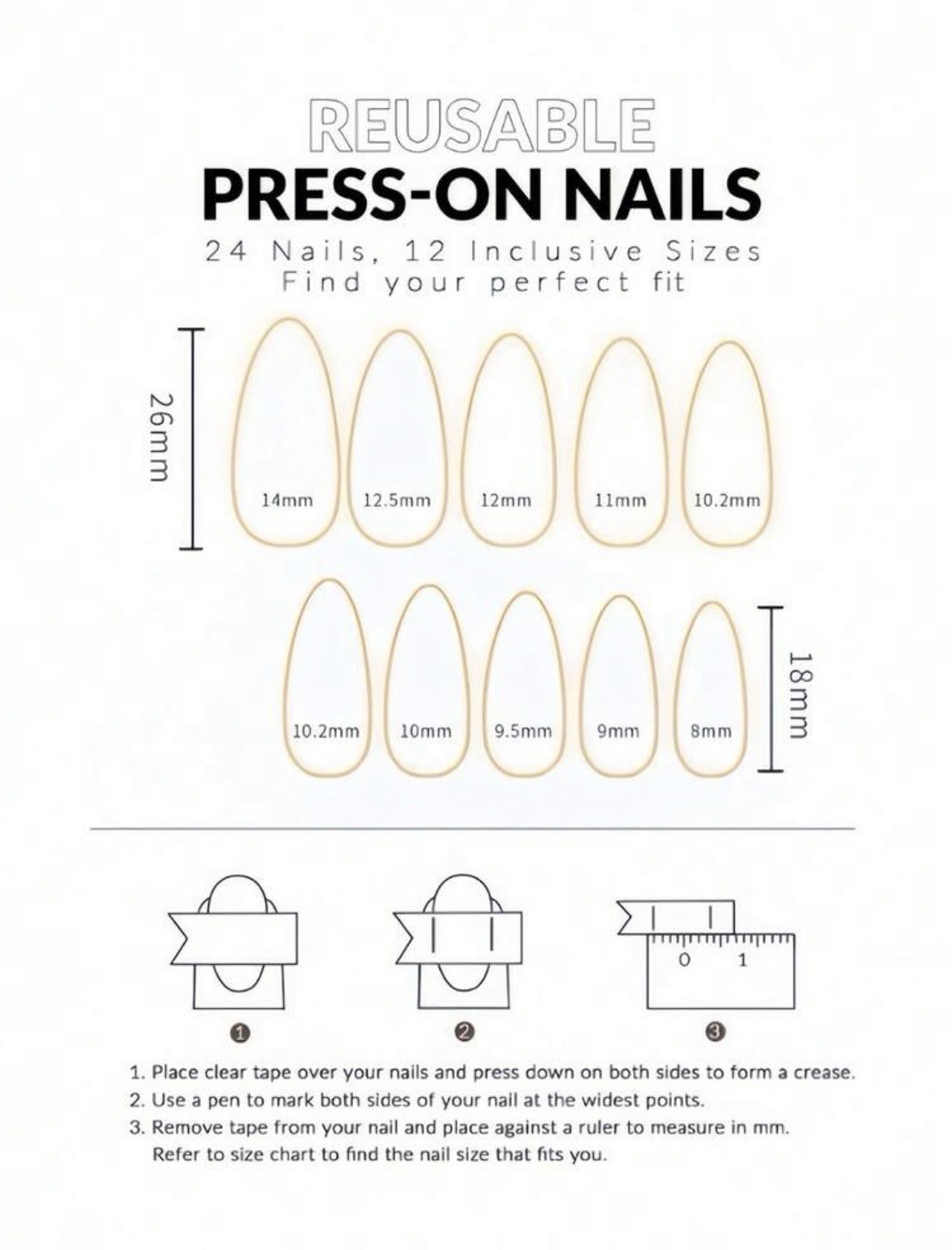 Reusable Self-Adhesive Press-On Nails Long Almond Green/Gold Glitter