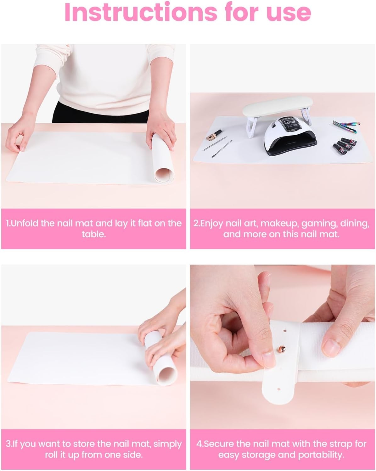 Nail Art Table Mat, (MAT ONLY) Foldable Nail Art Hand Rest Pad for Nail Arm