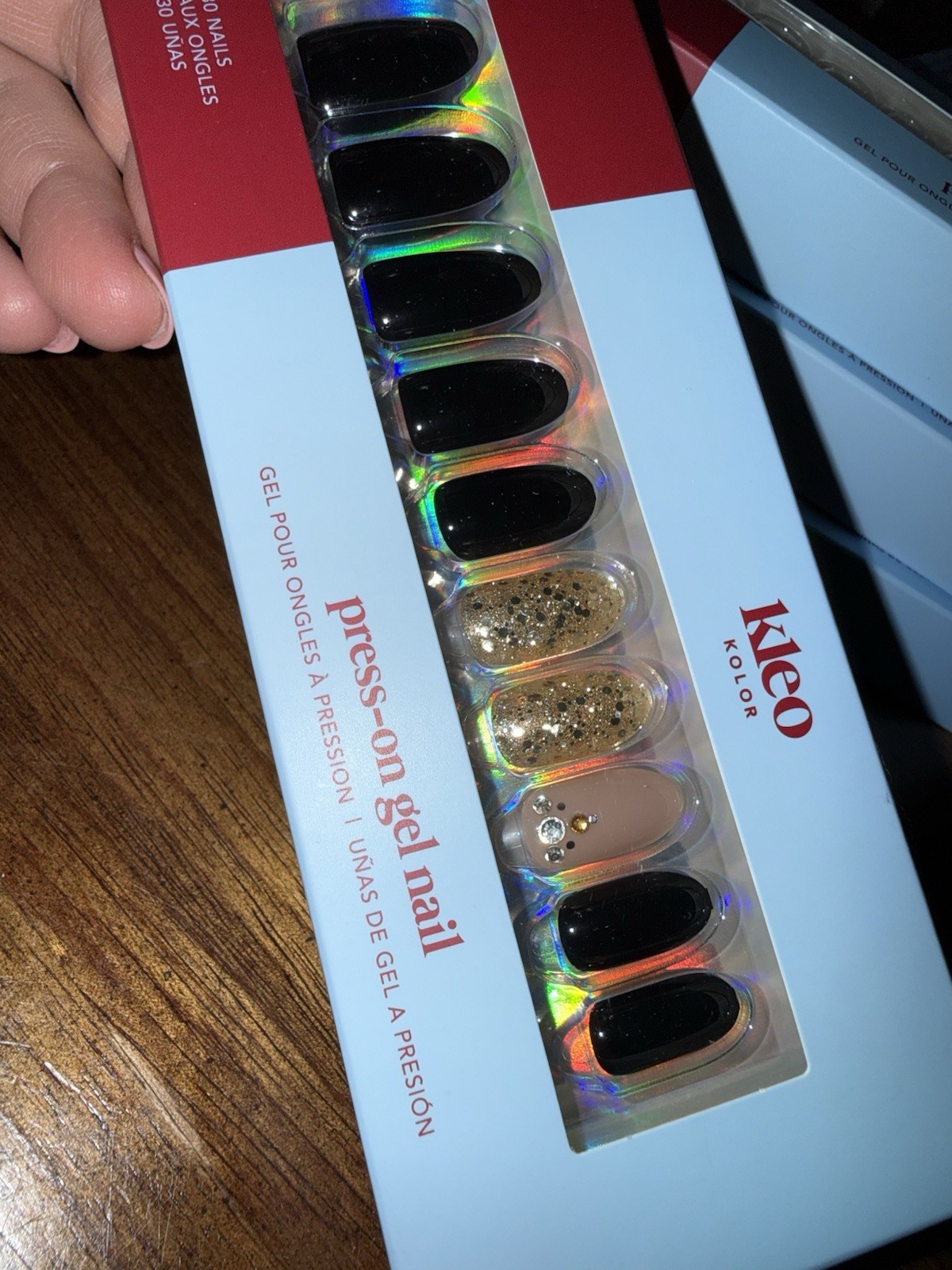 New Kleo Kolor Press-On Gel Nails – Dazzling After Dark Long Round