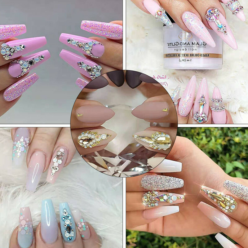 1788pcs Mixed Size 3D Nail Art Rhinestones Flatback Crystal AB Gems Glass Stones