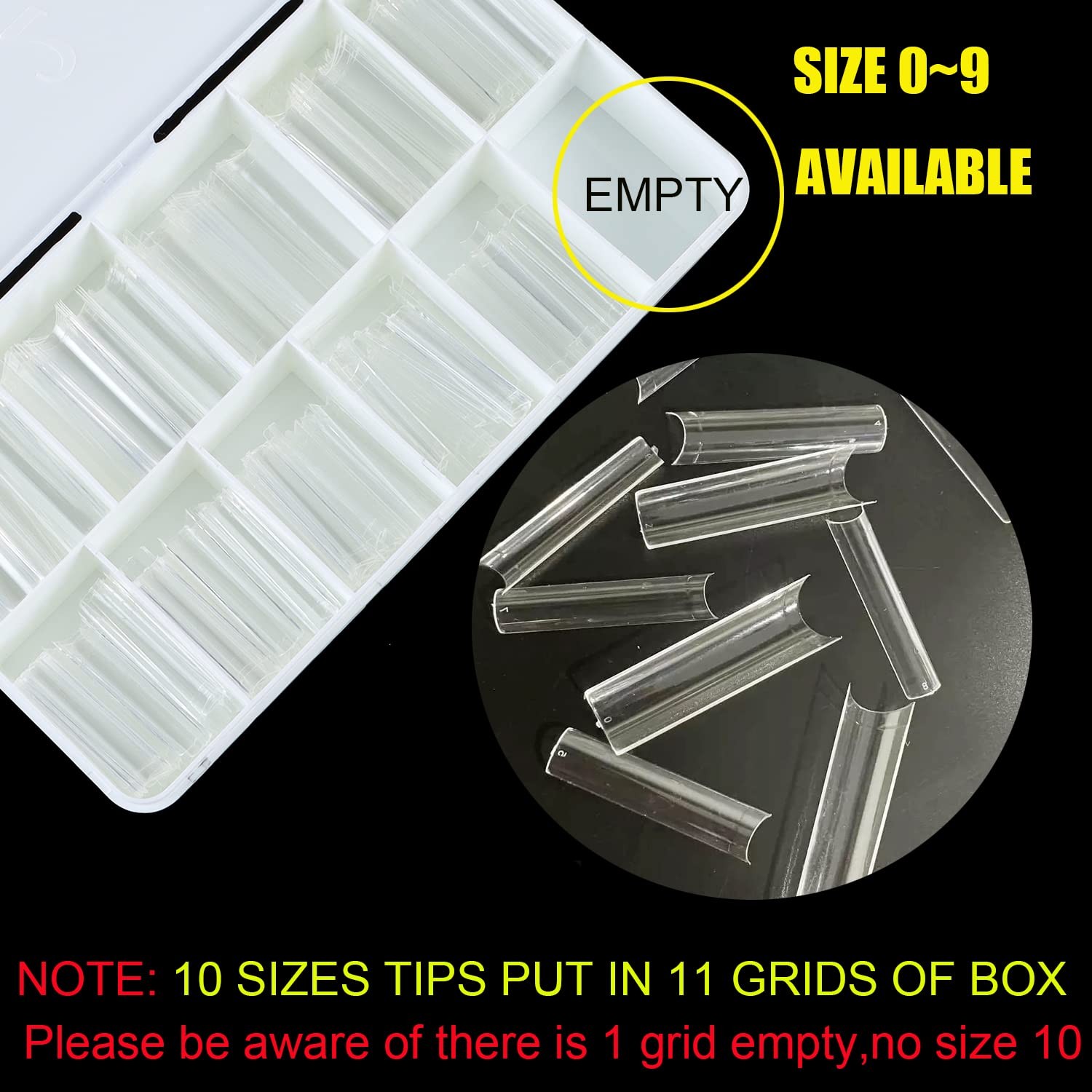 500Pcs Flattened No C Curve XXL Square Clear Half Cover Nail Tips
