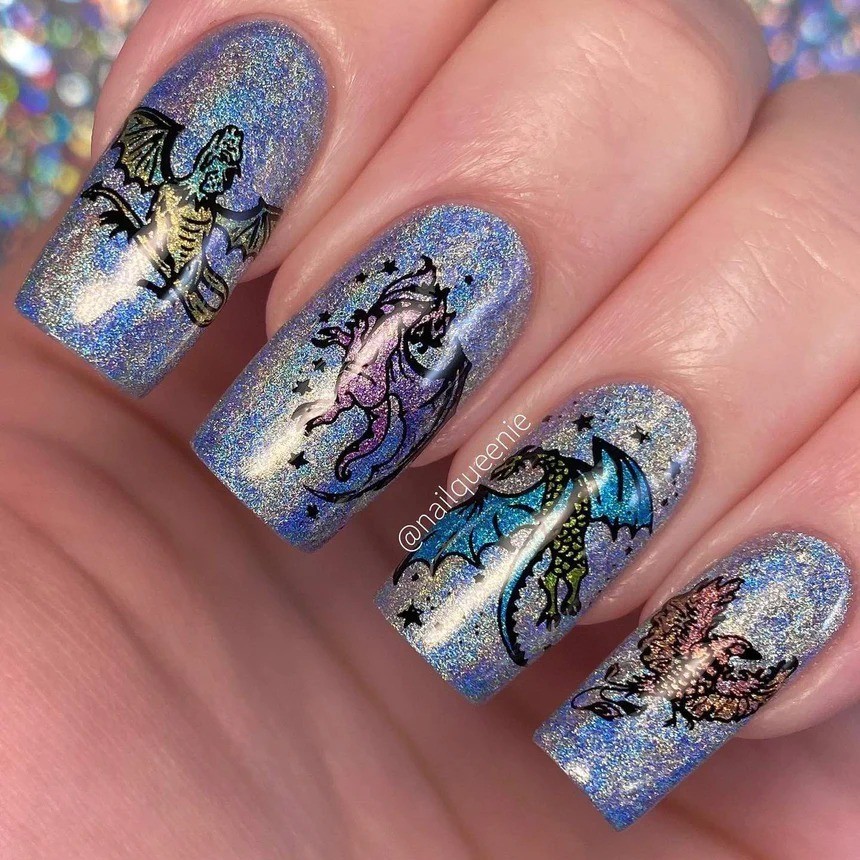 Mythical Creatures: Horns & Flames (MXM070) – Nail Stamping Plate