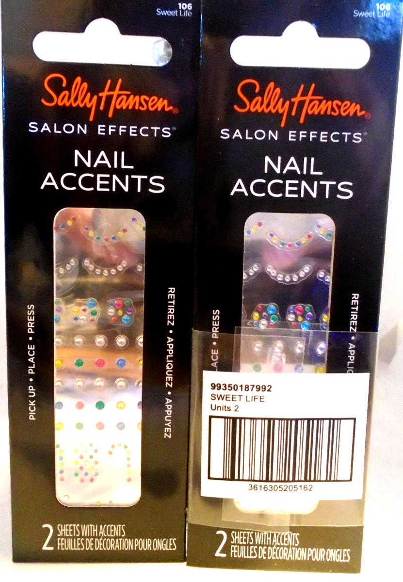 Sally Hansen Salon Effects nail accents stickers 106 SWEET LIFE 4 Sheets Total