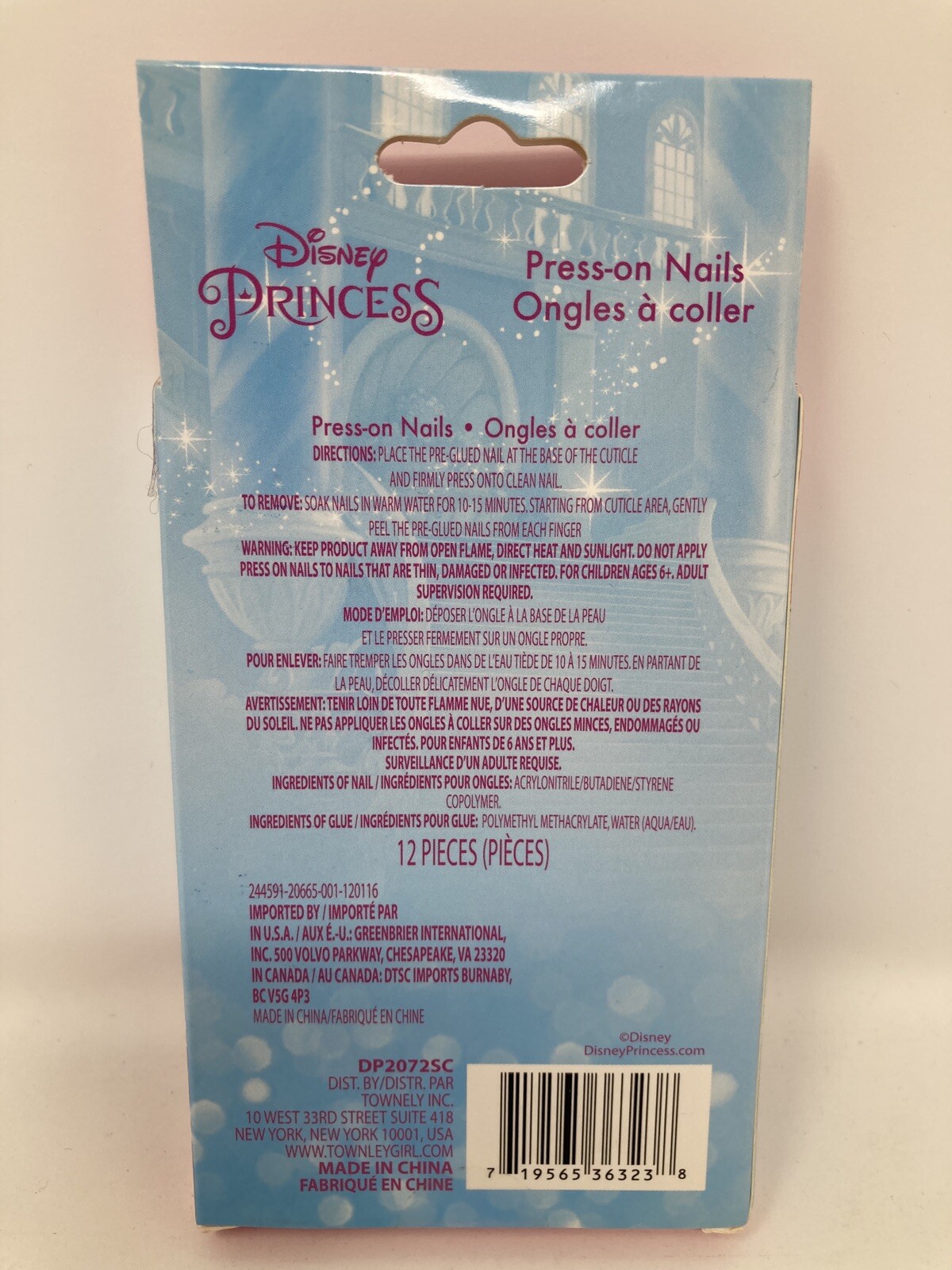 Disney Princess Press-on Nails 12 Piece Set Aurora, Belle, Snow White Etc. New!