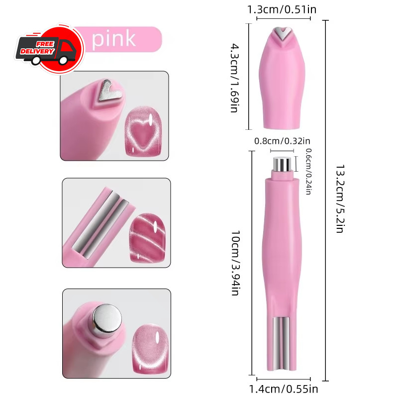 3-in-1 Cat Eye Nail Magnet Stick Love Heart Snake Pattern French Gel Polish Tool