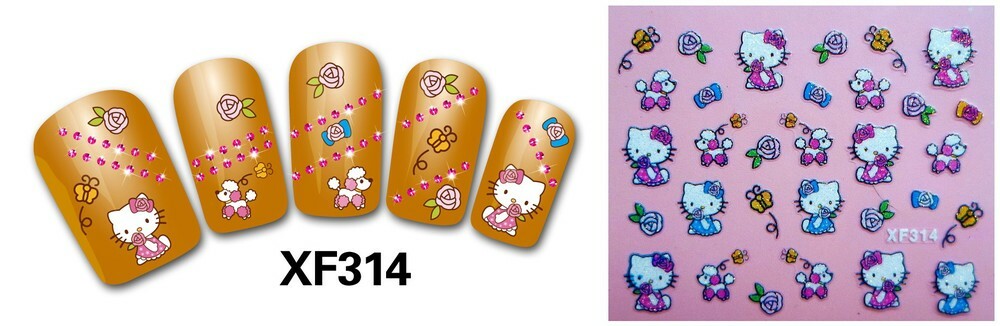 Hello Kitty 3D Glitter Nail Art Sticker Decal USA Seller Free Fast Shipping