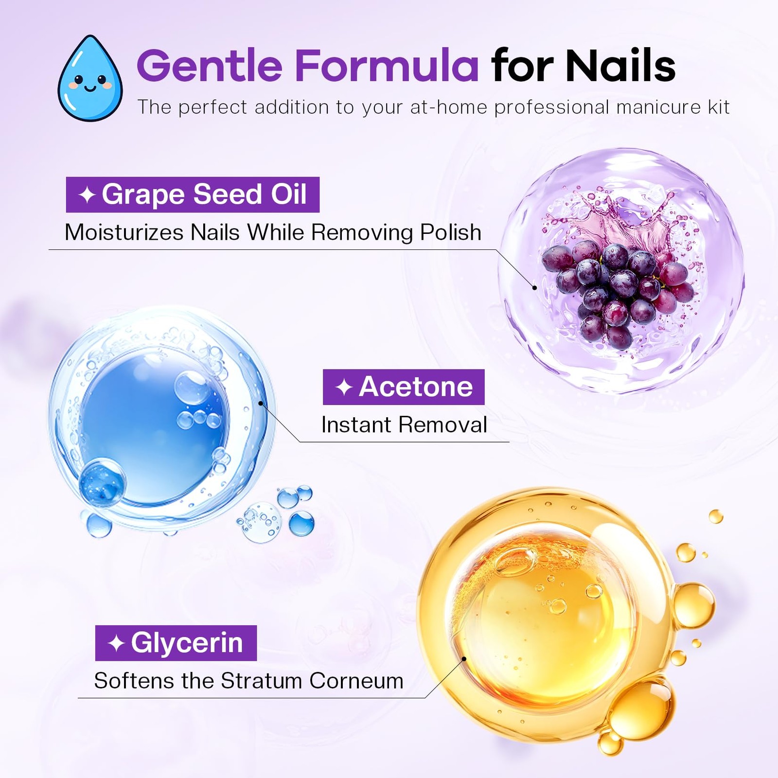 Glamonade Acetone Nail Polish Remover: A1-8 Ounce (Pack of 1), 8 Oz+Grape