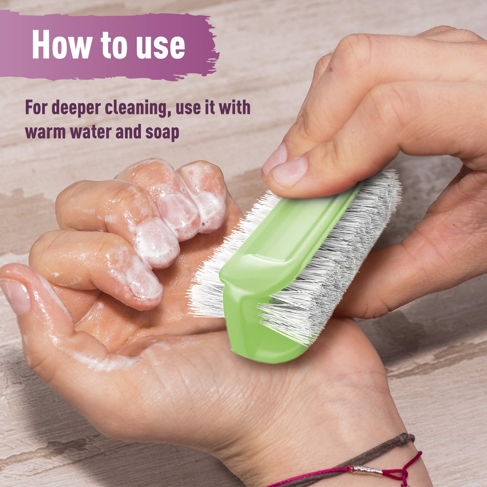 KONEX Two-Sided Nail Brush | Cleaning Fingernails, Stiff Bristle Varies