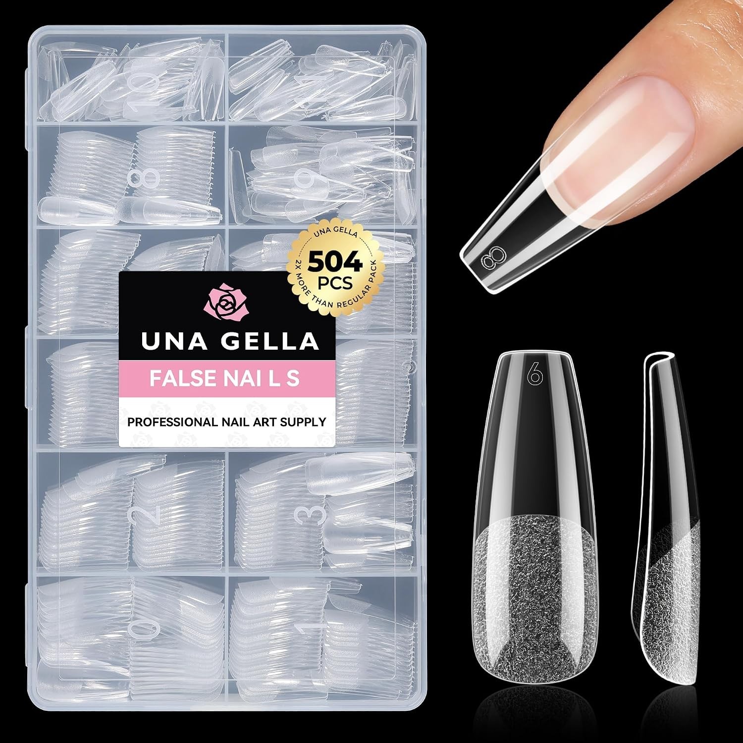 Long Coffin Nail Tips 504pcs Pre-Shape Half Matte Fake Nails | Full Cover Cle…