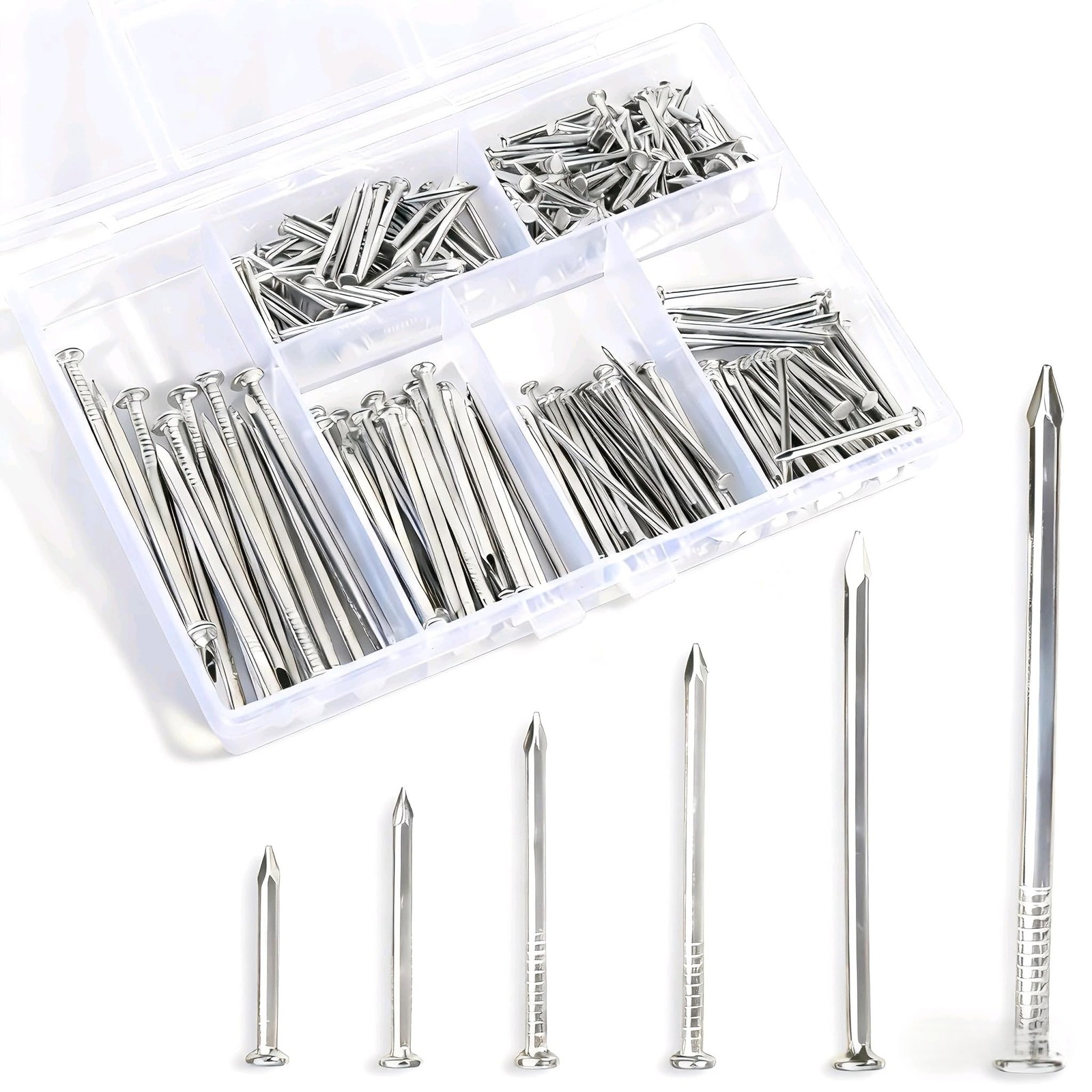 Ywmimn 280 Pcs Nail Assortment Kit, 6 Sizes Finishing Nails for Hanging…