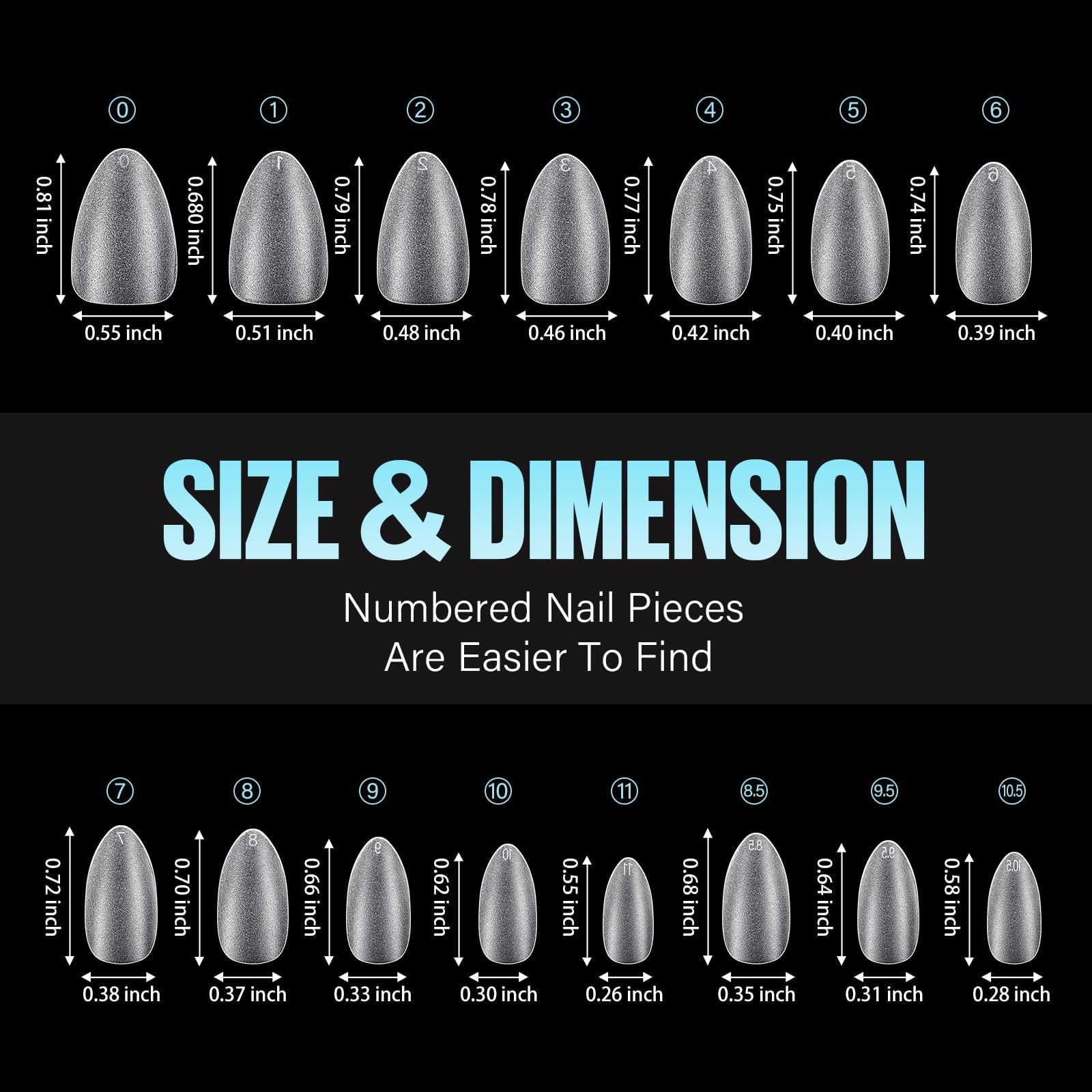 TOMICCA Short Almond Nail Tips Pre-Shaped Clear Press On Nails 450Pcs