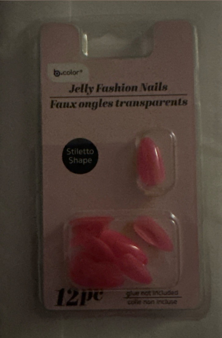 12 Pc B Color Jelly Fashion Nails Pink NEW NIP (Glue NOT Included)