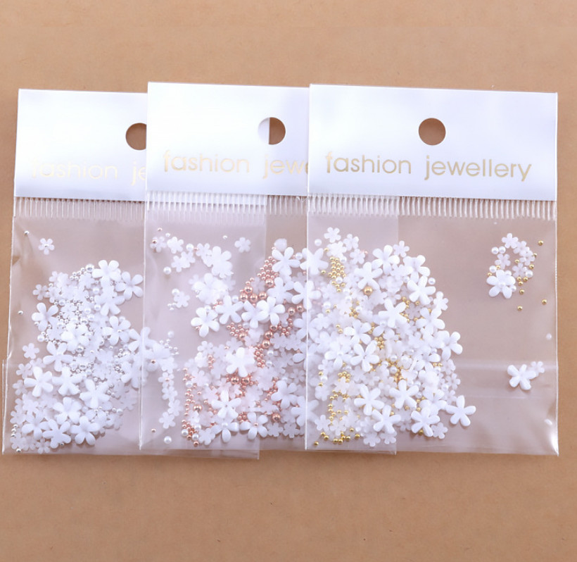 Manicure Design Steel Ball 4g/Bag 3D Pink Flower Nail Art Jewelry Mixed Size NH9