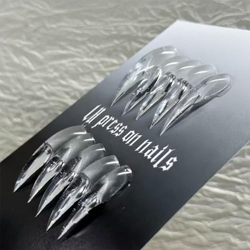 10 PCS Handmade Press on Nails Long Transparent Handmade Fake Nail claw styl 46
