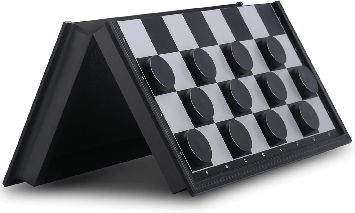 Magnetic Travel Checkers Board Game Set with Folding Family…
