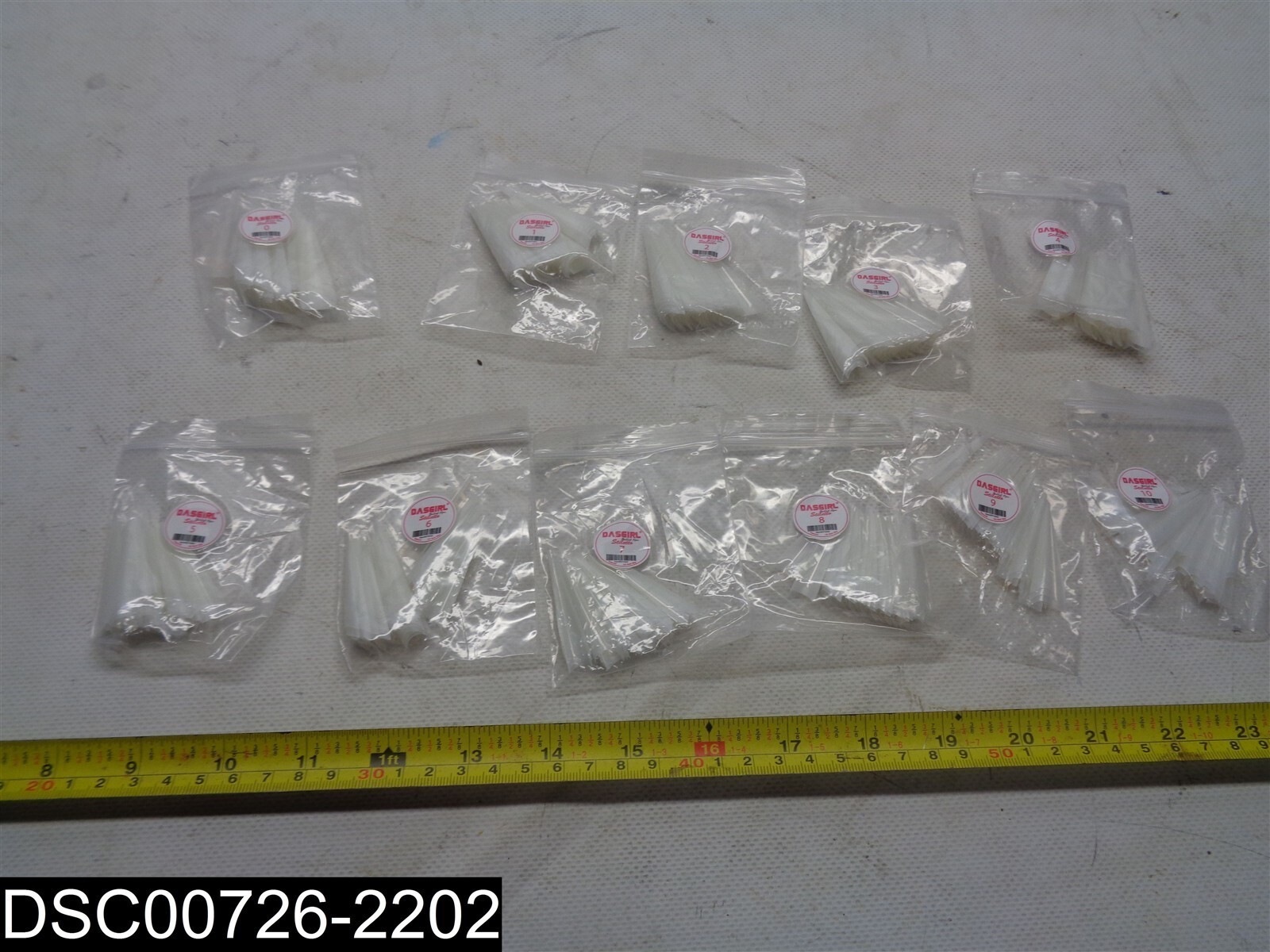 QTY=500 (each pack =50) 073011 Dasgirl Stiletto Natural Size 0-10 Nail Tips