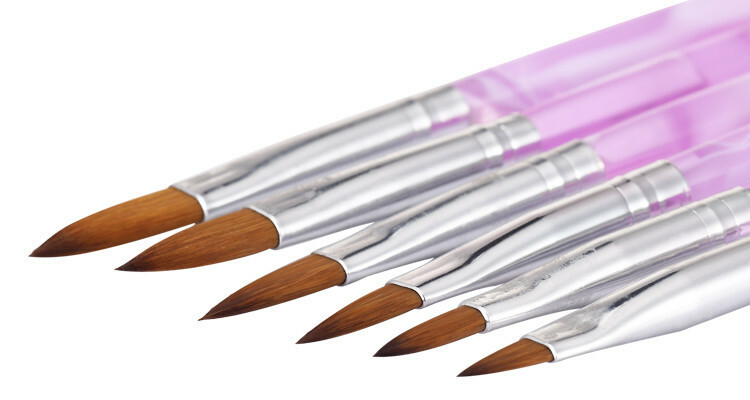 6Pcs Acrylic Nail Art Pen Tips UV Builder Gel Painting Brush Manicure Set Hot US