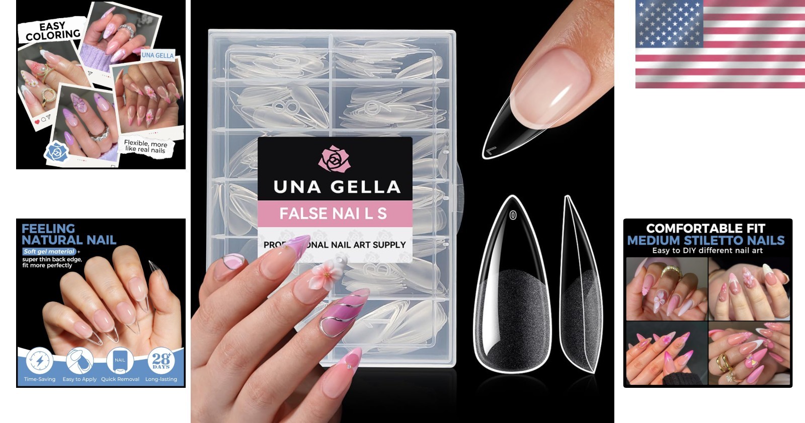 Long-Lasting Stiletto Gel Nail Tips – 216 PCS, Perfect for At-Home Nails