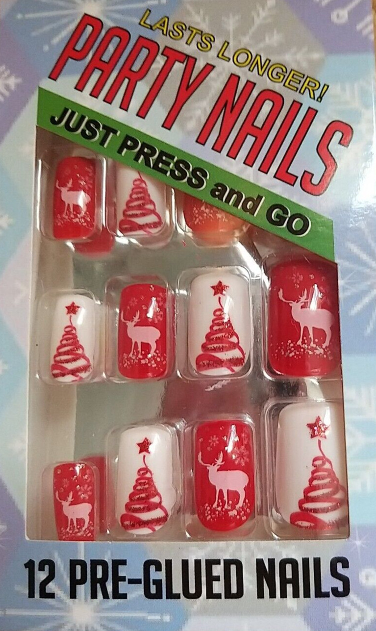 Christmas Fake Nails Press on Nails Short Square Nails Set of 4Packs