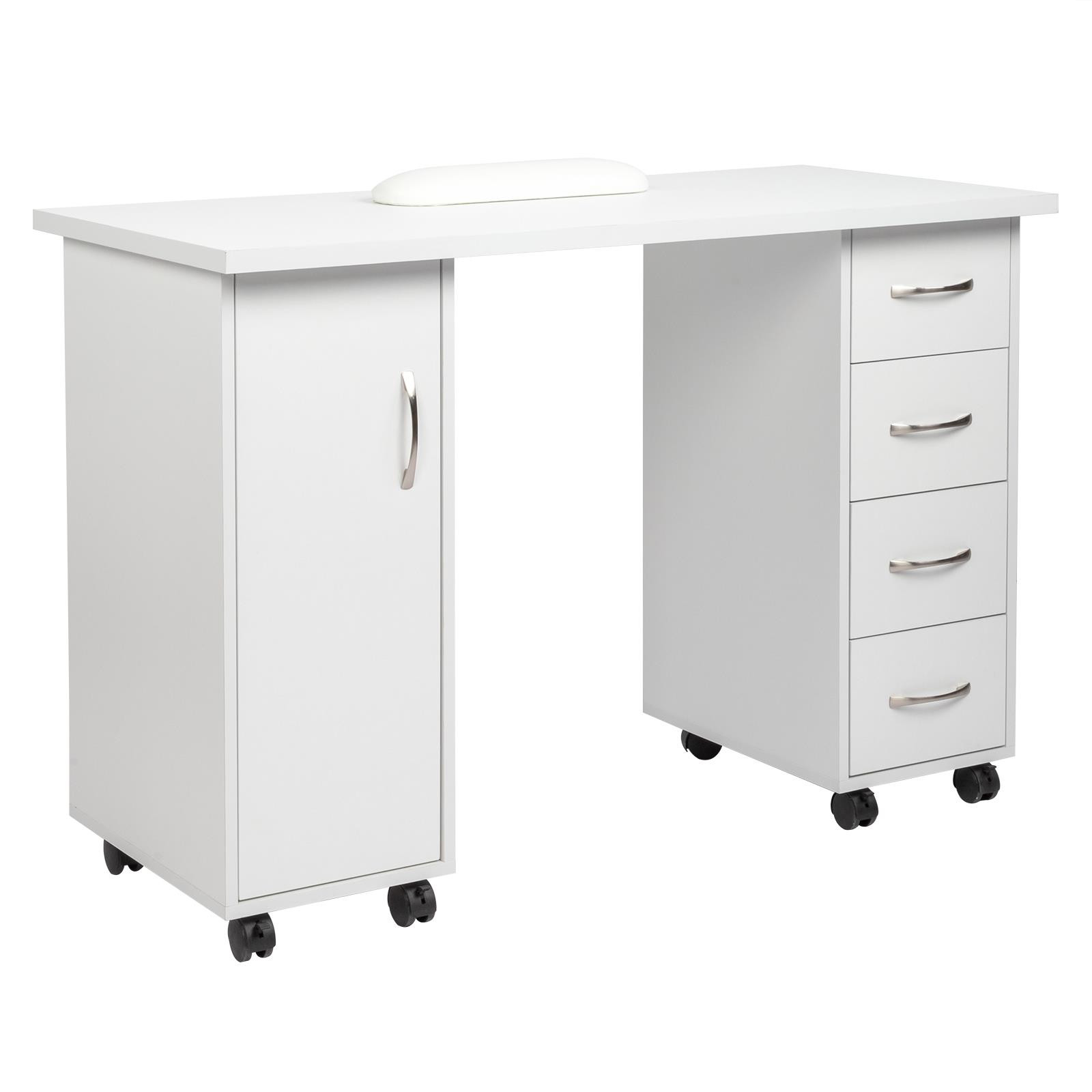 Manicure Table Nail Desk Beauty Salon W/ 4 Drawer +Wrist Rest+Wheel+Drawer