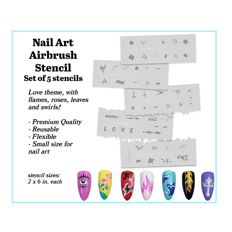 Airbrush Nail Art Design Stencil Strips SS3/SS5/SS9 Combo Pack-Set of 3 Stencils