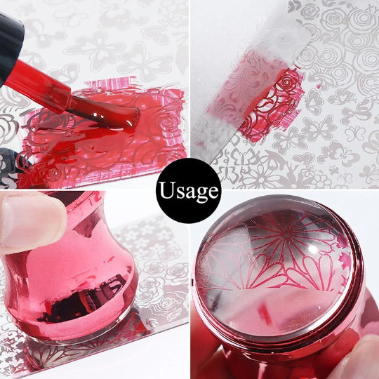 Large Nail Stamper + Scraper with Crystal Clear Head Nail Art Accessory Printer