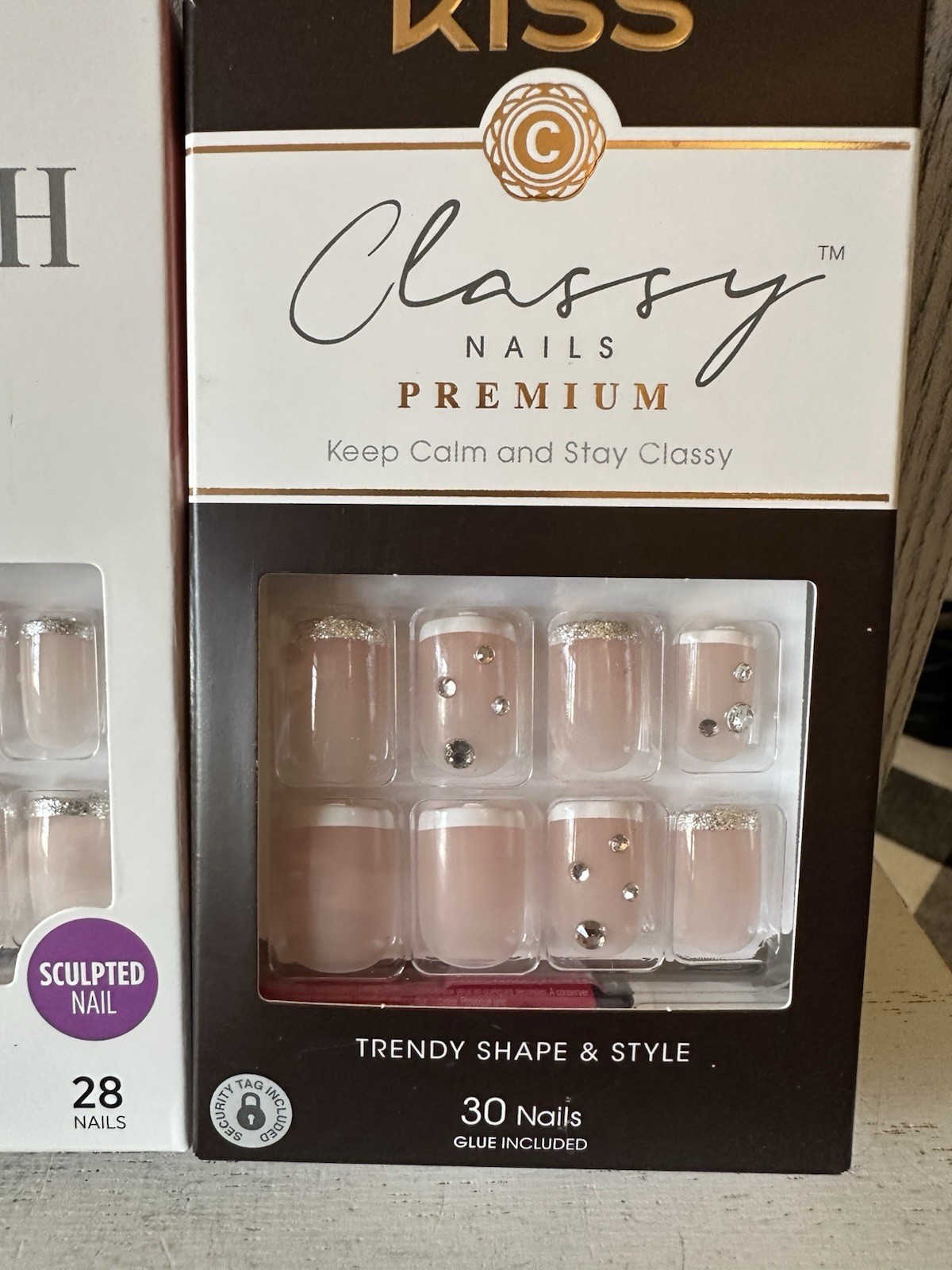 Kiss Classy and Voguish Glue On Fake Nails Bundle X3 NEW French Manicure Natural