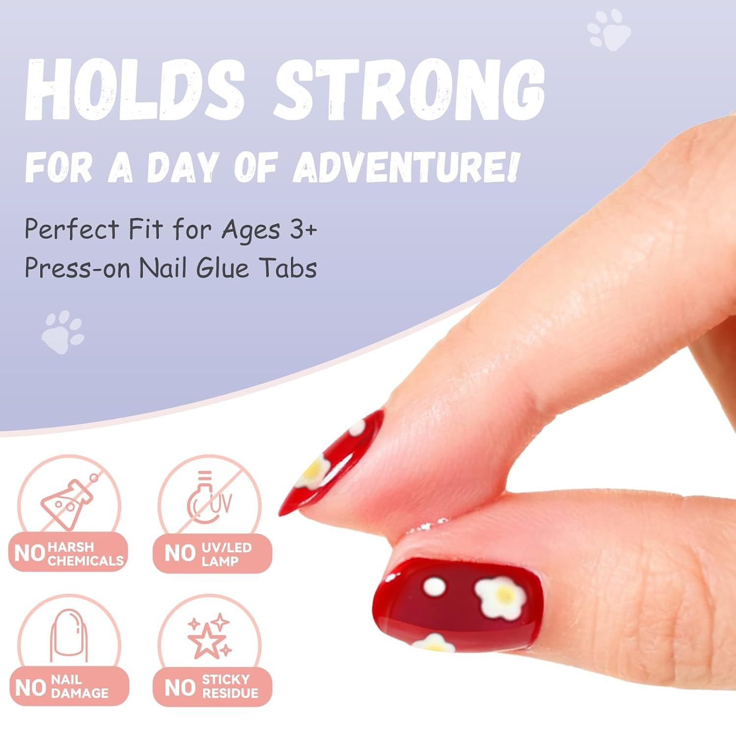 XS Non-Toxic Nail Adhesive Tabs for Kids | 480 PCS Extra Strong Sticky Tabs for