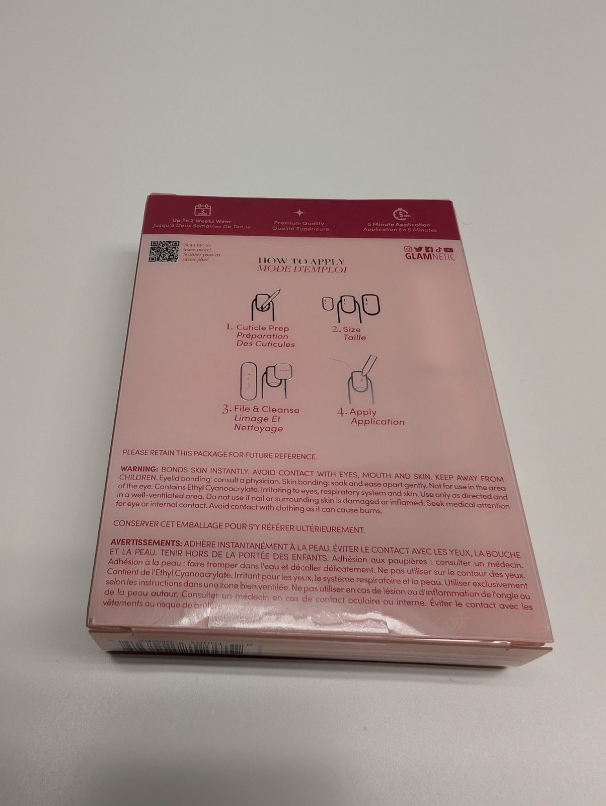 Glamnetic Premium Nails, Think Pink , Solid Opaque, Light Pastel Pink, Short NIB