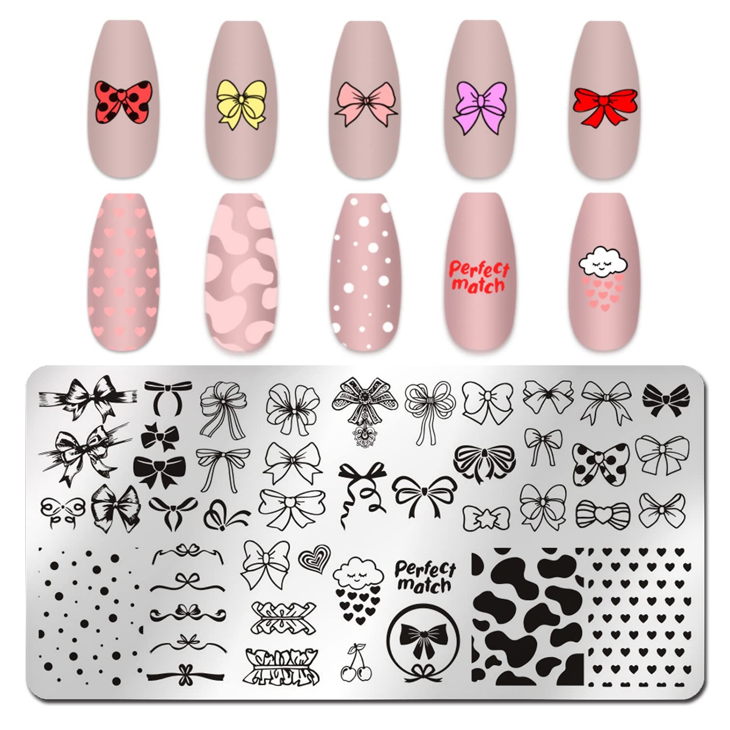 6 Pieces Valentine’s Day Nail Stamp Nail Stamping Plate Holiday Heart Nails D…