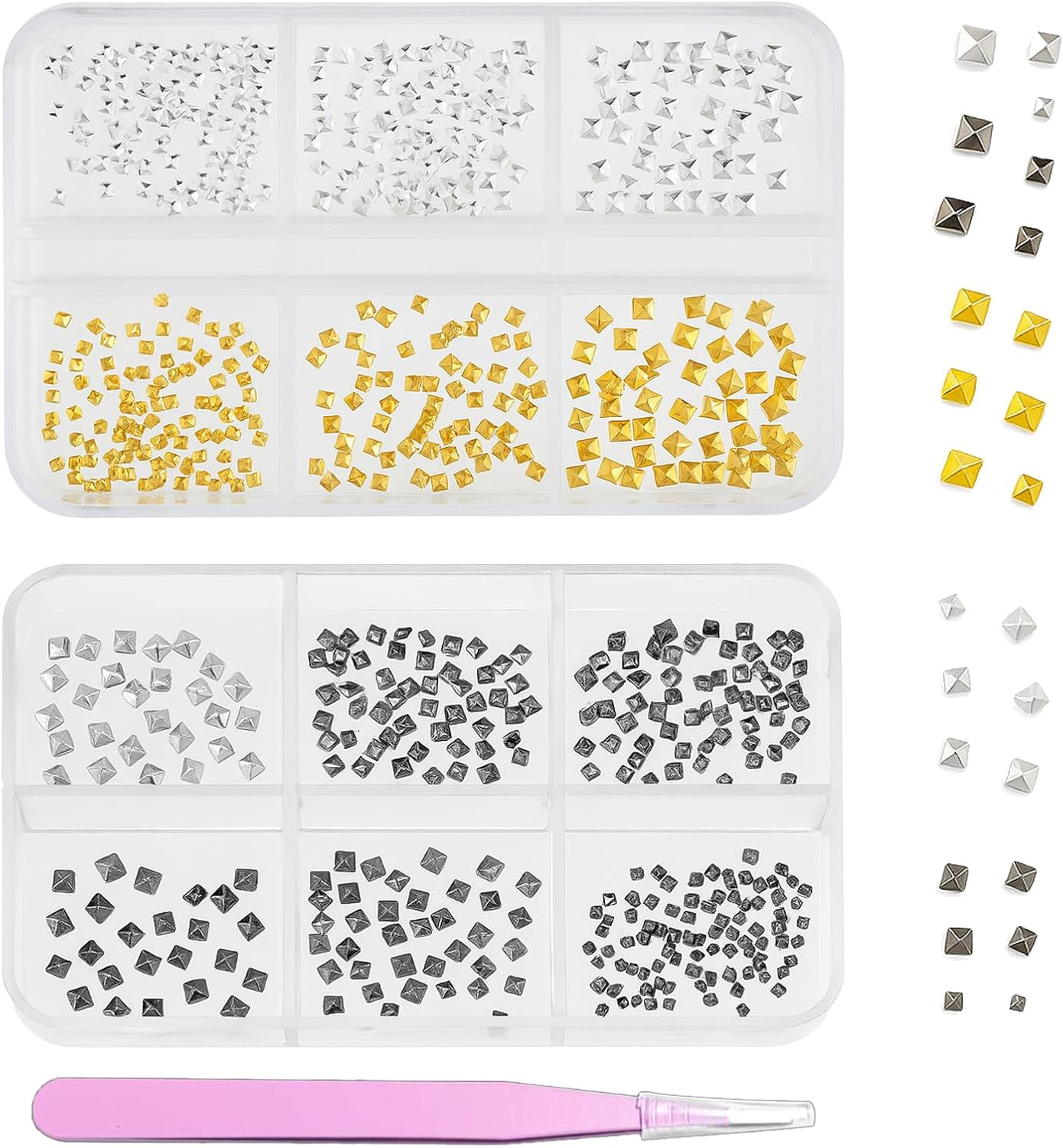 24 Pcs 3D Luxury Gold Nail Charms and Gems with Bows for Nail Art Decoration