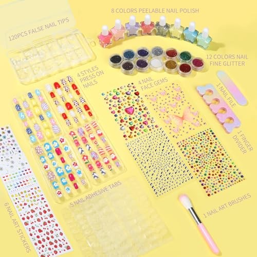 Nail Kit for Girls, Press on Nails for Teens, Nail Polish Set for Girls,