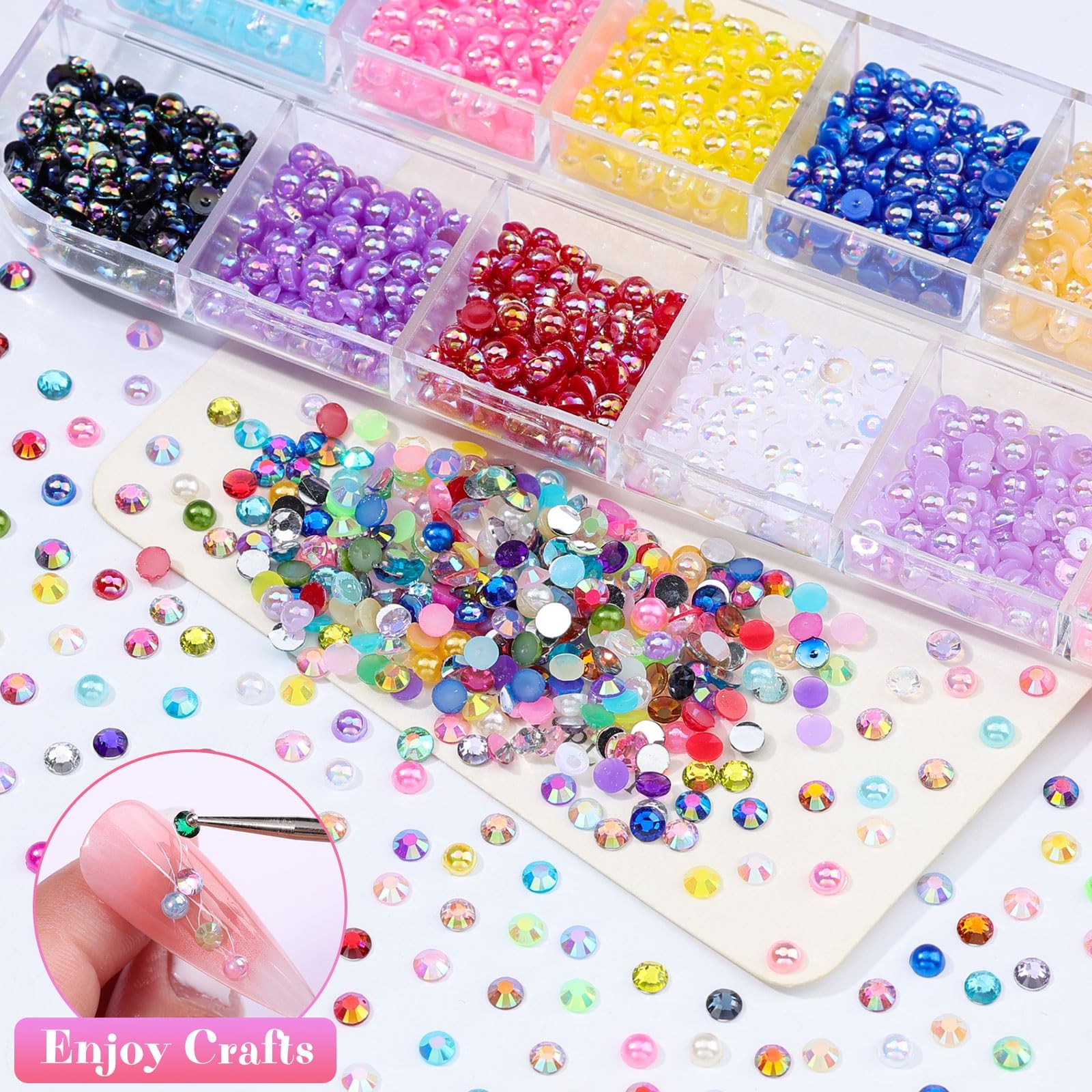 6 Boxes Resin Rhinestones for Bedazzling Kit, 3Mm Mixed-Color Jelly Clear AB Rhi