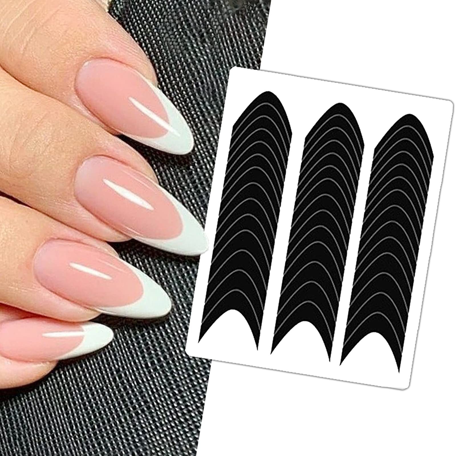 36 Sheets 1512 Pcs French Tip Nail Guides, Self-Adhesive French Smile Manicur…