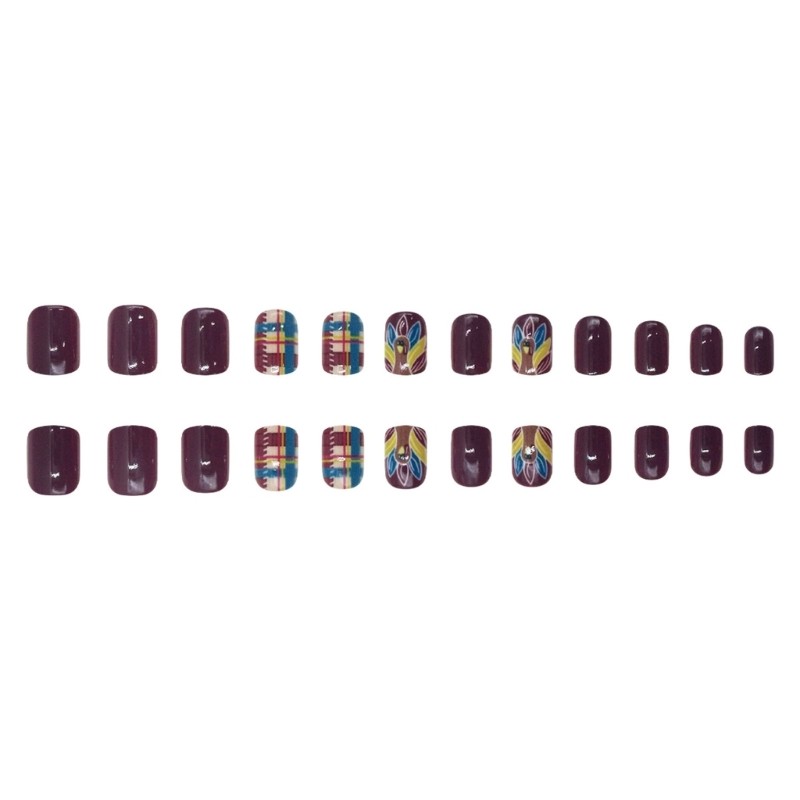 Seasonal Checkered Fake Nail Cartoon Turkey Art Lightweight Nail