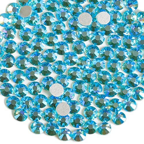 Flat Back Crystal Rhinestones Aquamarine AB SS20 1440pc Glass Nail Art Glue Fix