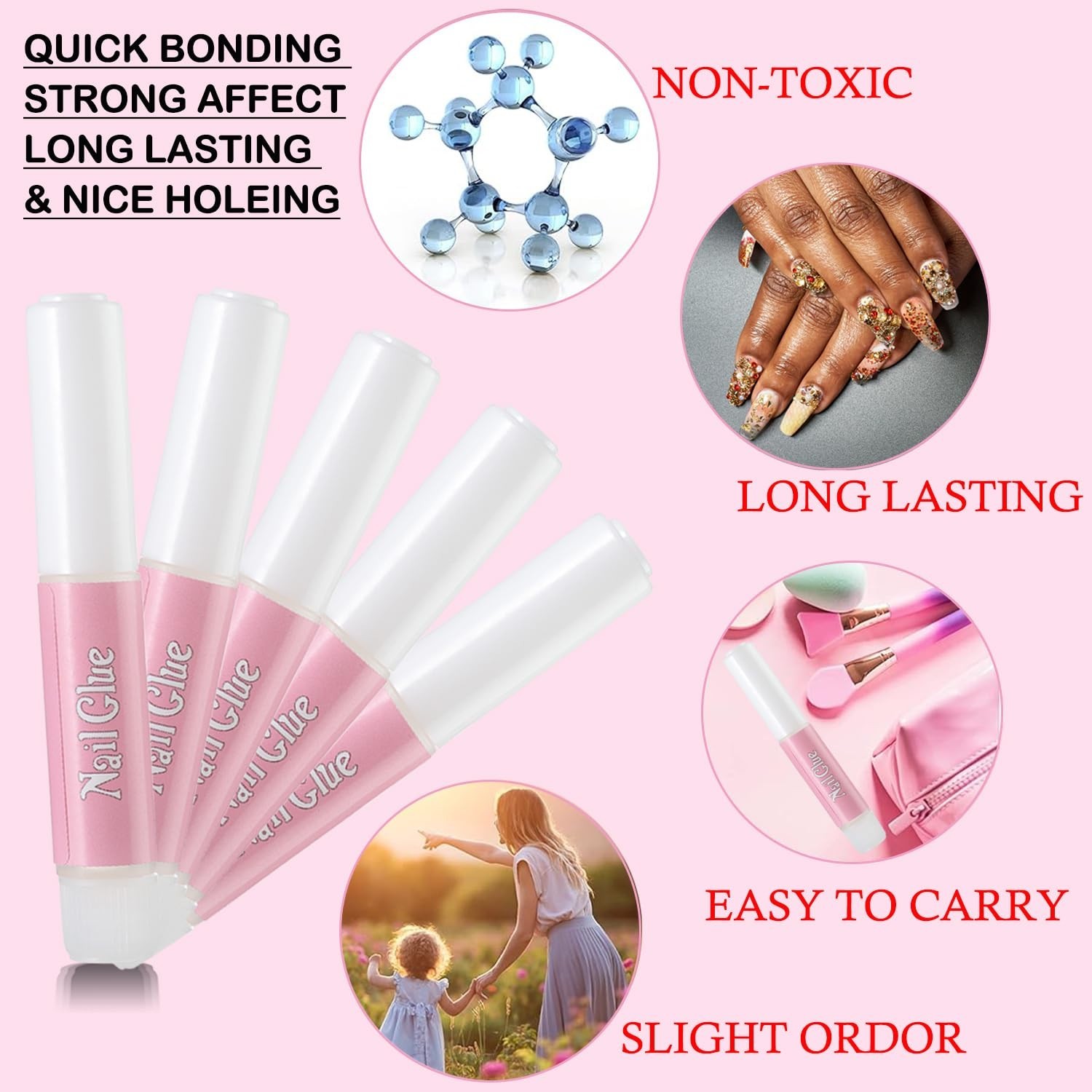 Versatile Nail Glue Set – 80PCS Super Strong Adhesive for All Nail Applications