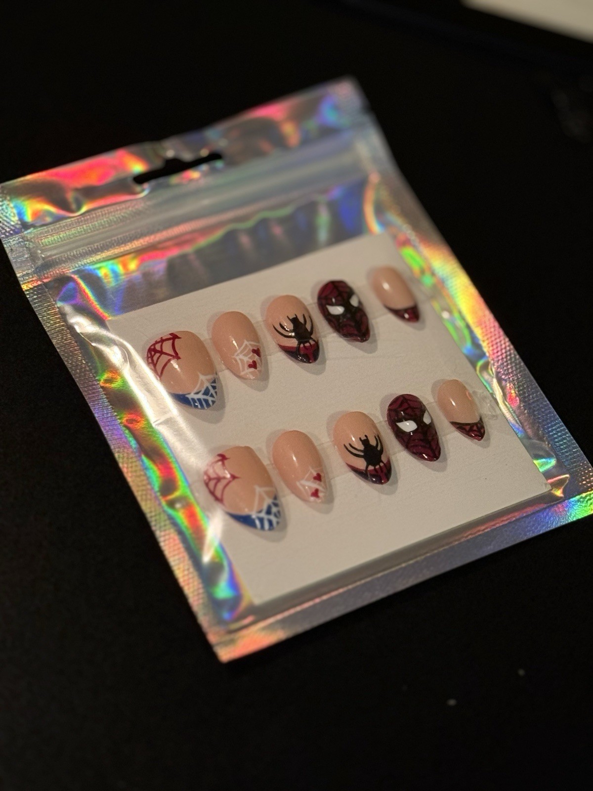 Custom Press On Nails – Hand Painted – Spiderman Press On Nails | Nails Only!
